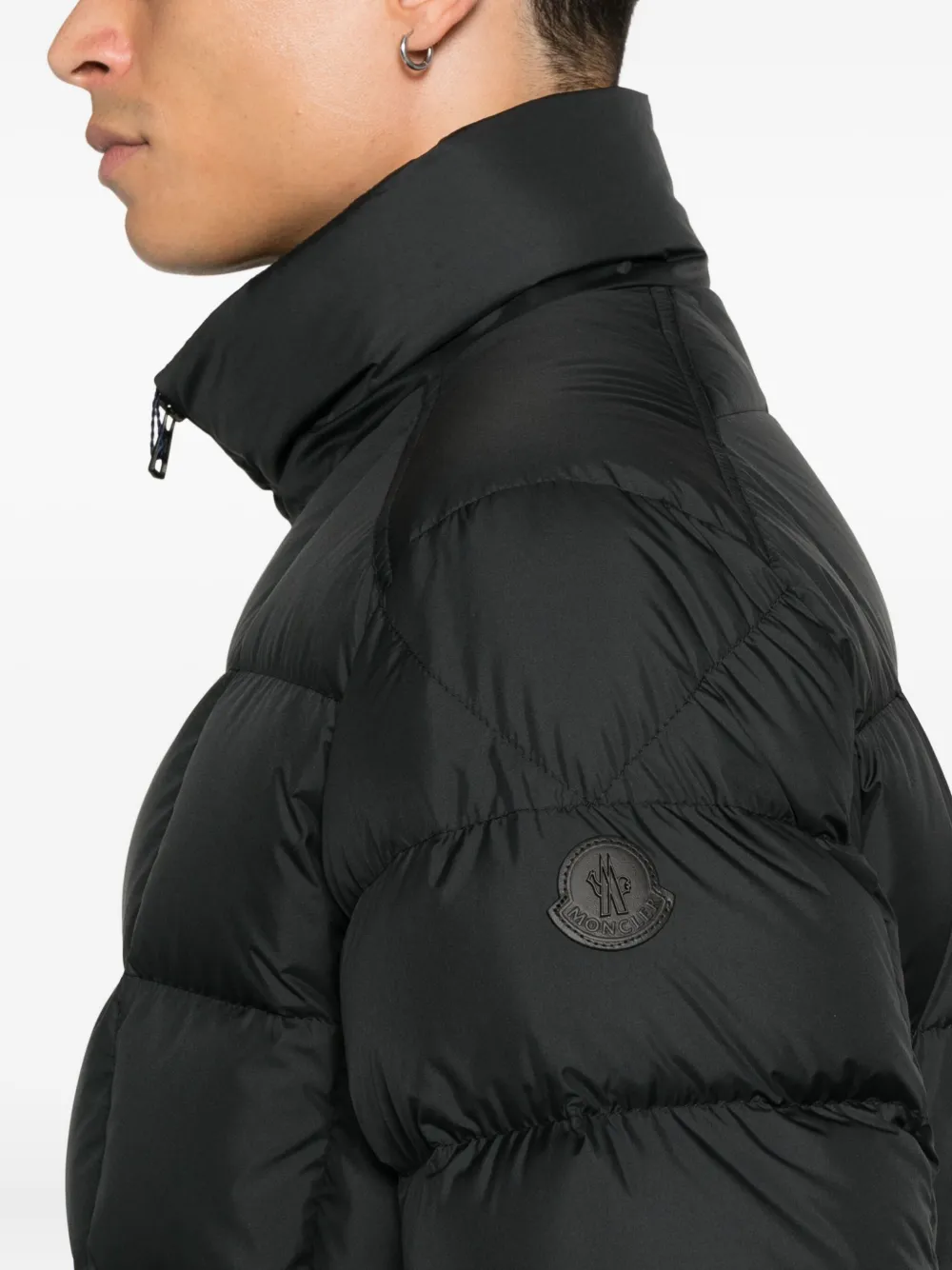 Moncler Eglise Square-quilted Hooded Down Jacket In Black