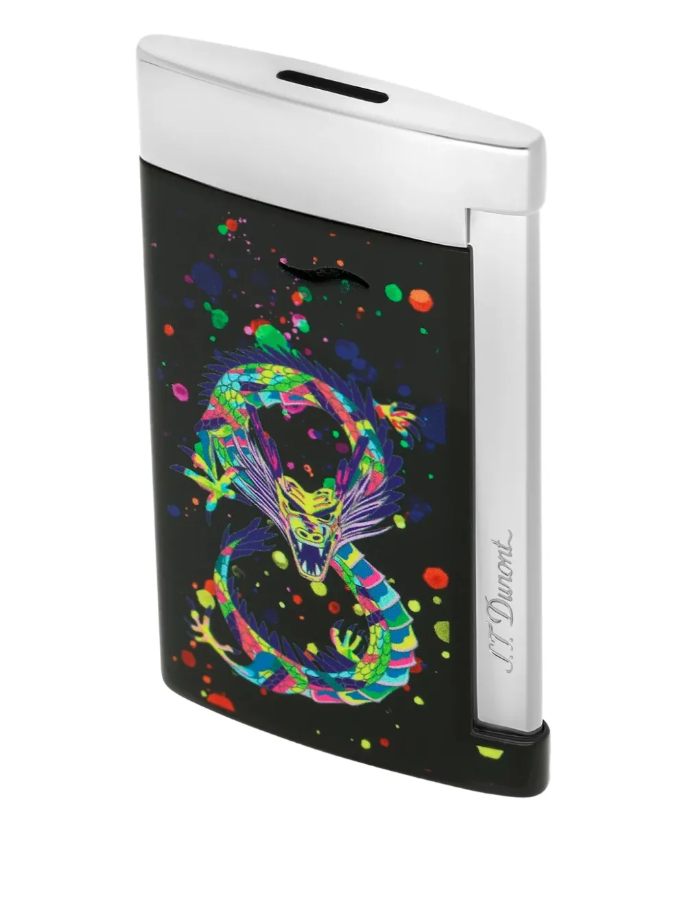 St Dupont Slim 7 Dragon-graphic Lighter (6.7cm X 3.7cm) In Black
