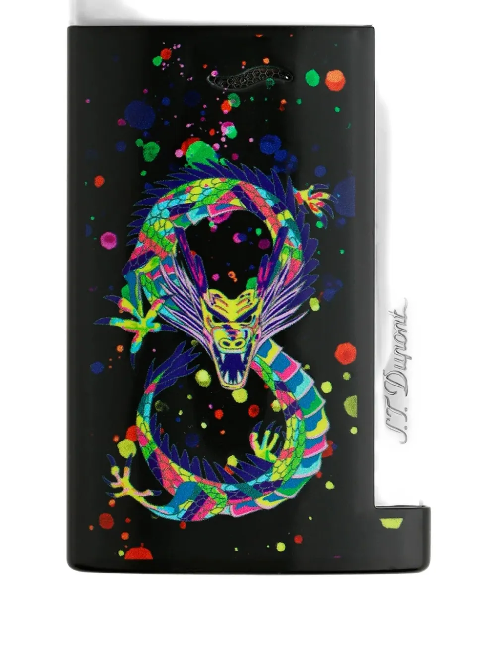 St Dupont Slim 7 Dragon-graphic Lighter (6.7cm X 3.7cm) In Black