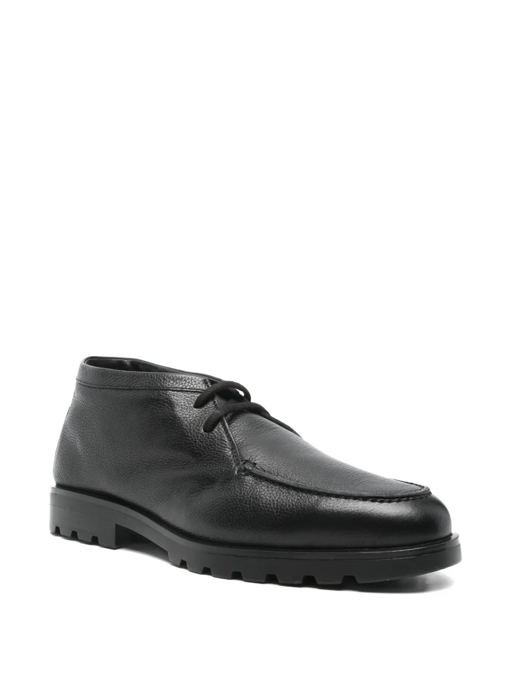 Santoni Leren veterlaarzen Zwart