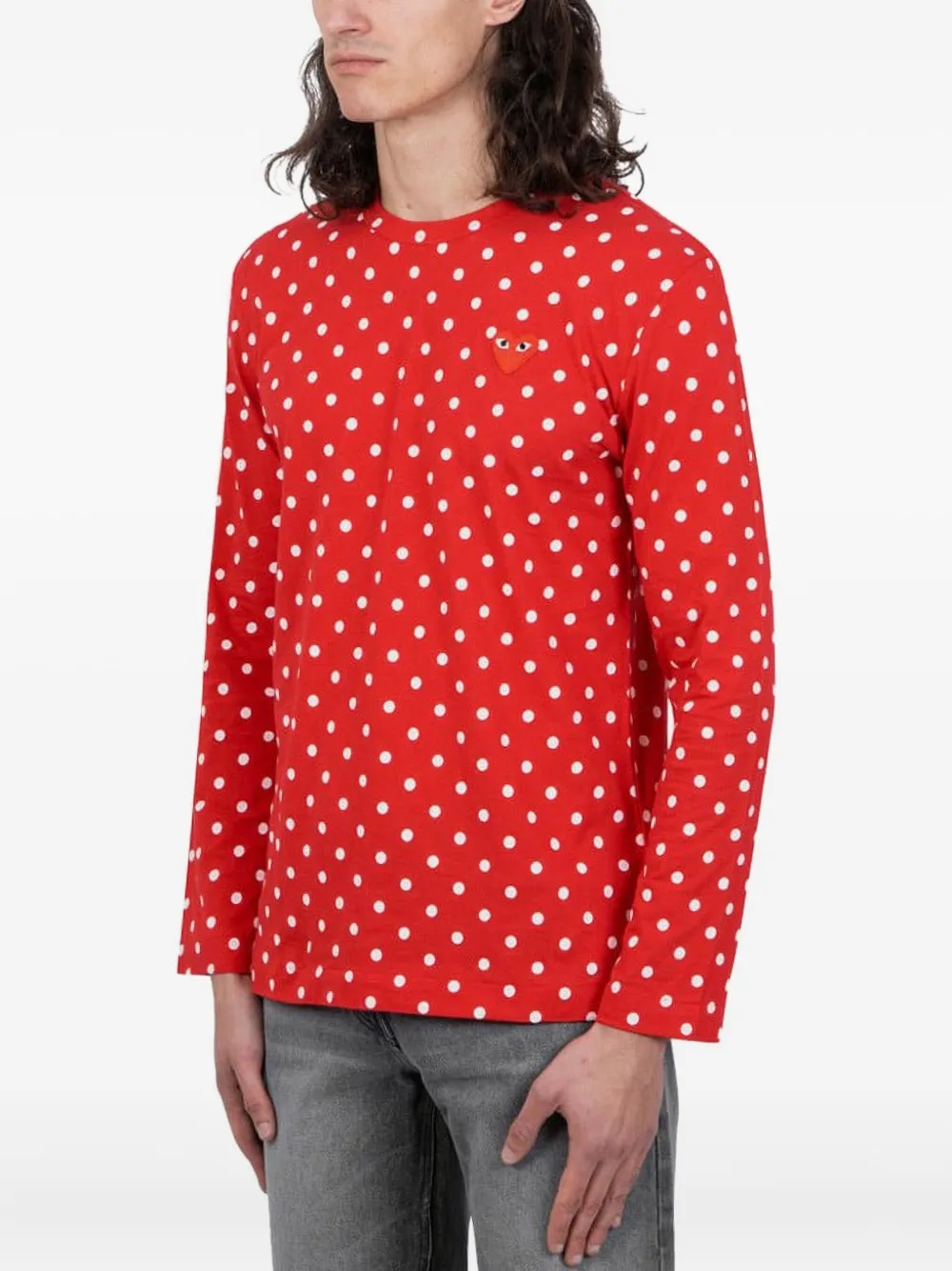 Comme des Garçons Homme polka-dot long-sleeve t-shirt - Rood
