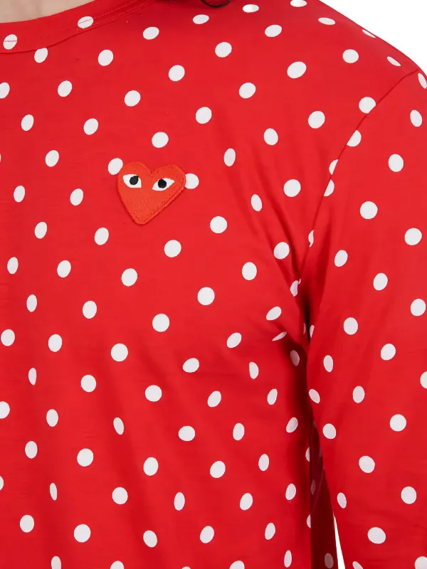 Comme Des Garçons Homme ポルカドット ロングTシャツ | レッド