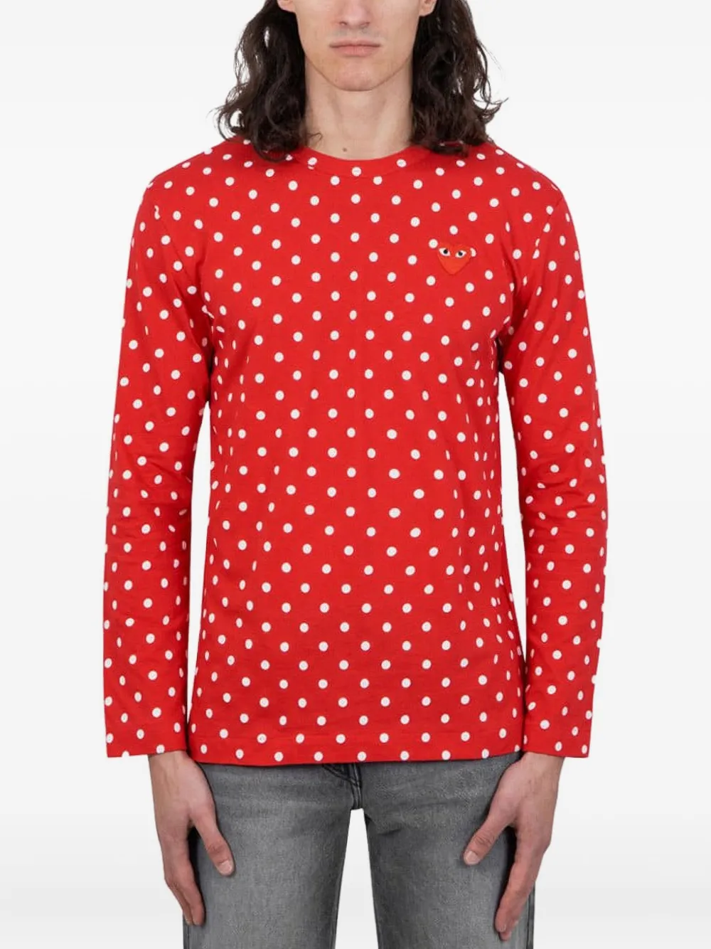 Comme des Garçons Homme T-shirt a pois a maniche lunghe - Rosso