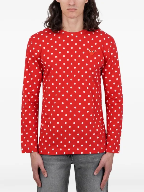 Comme Des Garçons Homme ポルカドット ロングTシャツ | レッド