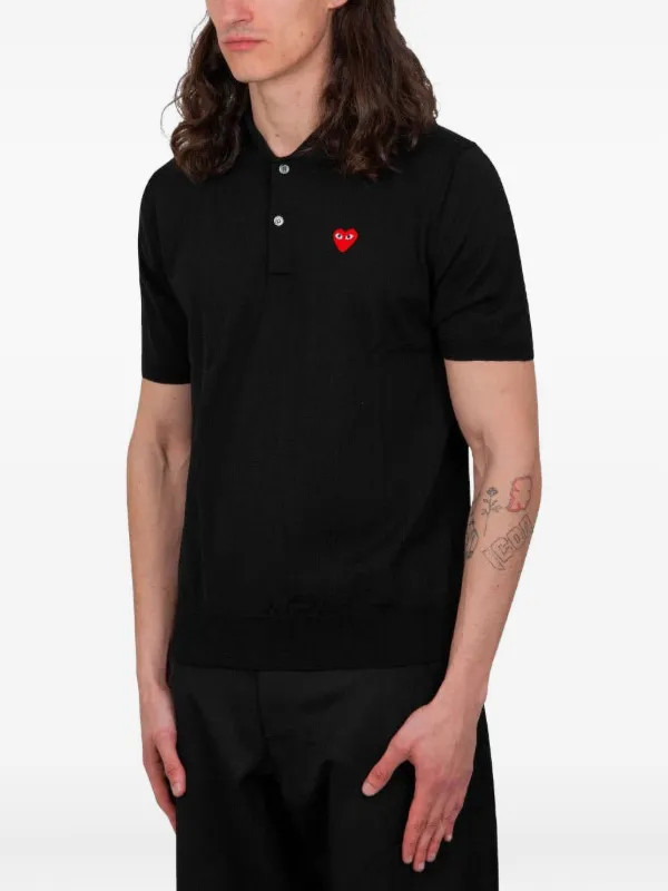 PLAY COMME des GARÇONS ポロシャツ L ブラック　黒ハート Comme Des Garçons Play ハートパッチ ポロシャツ | ブラック