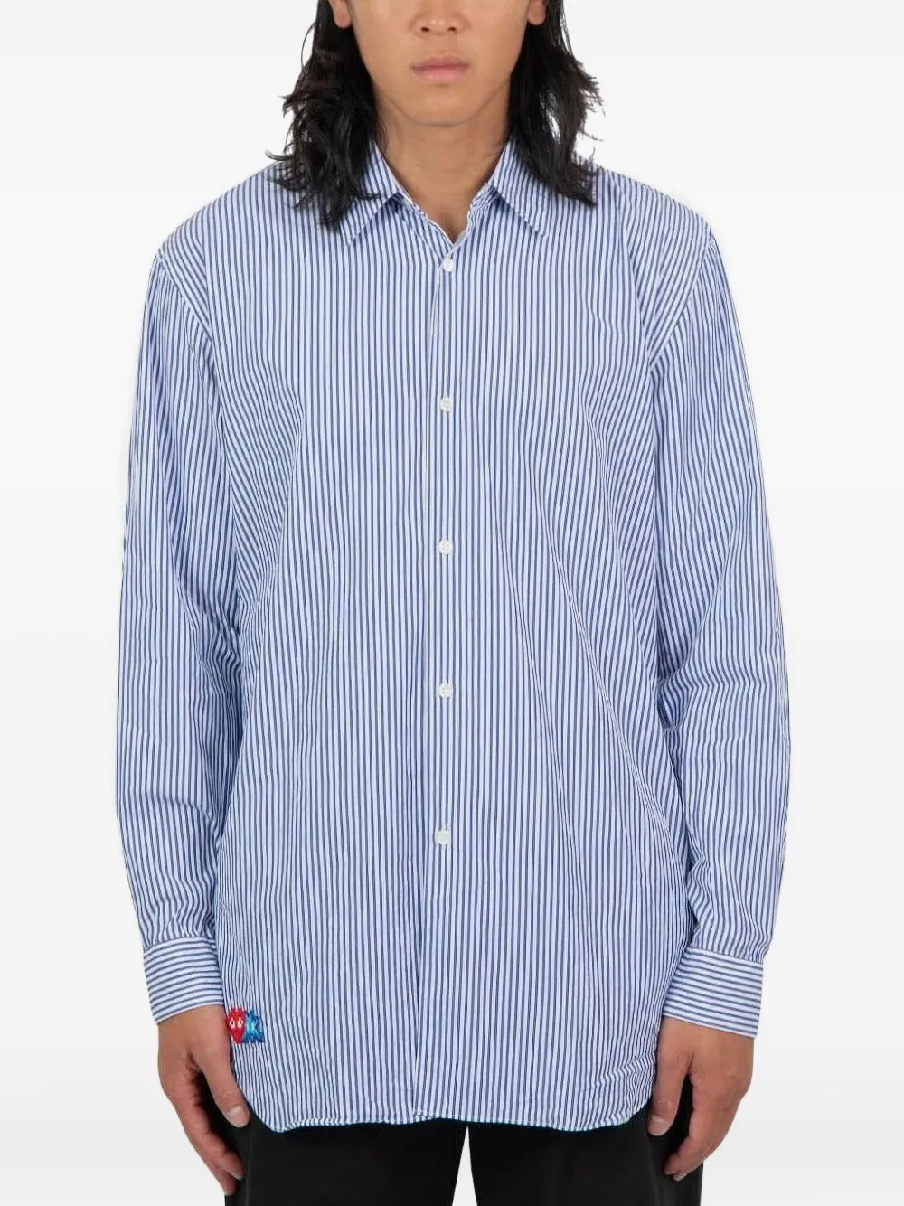 Comme des Garçons Homme logo striped shirt – Blue