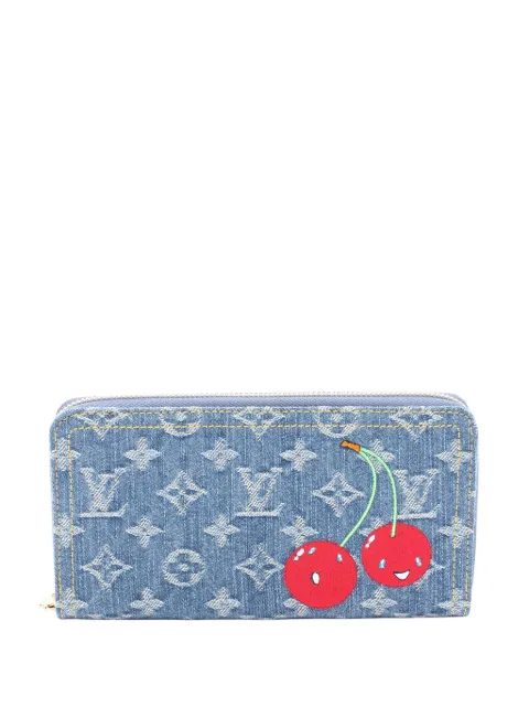 Louis Vuitton Pre-Owned 2021-2025 Takashi Murakami Monogram Denim Cherry Zippy Wallet long wallets