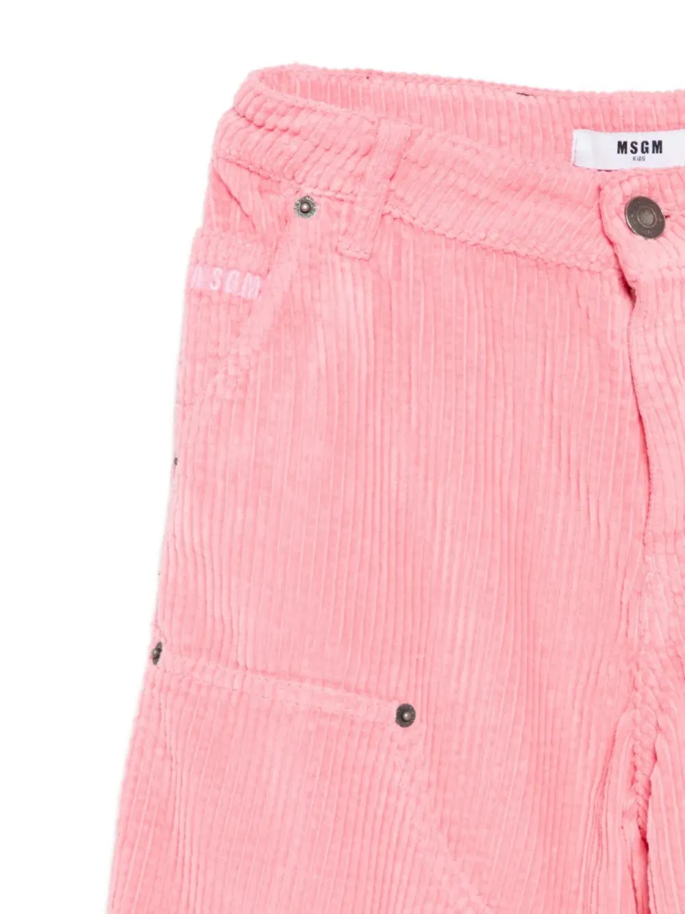 MSGM Kids Ribfluwelen broek met zak Roze