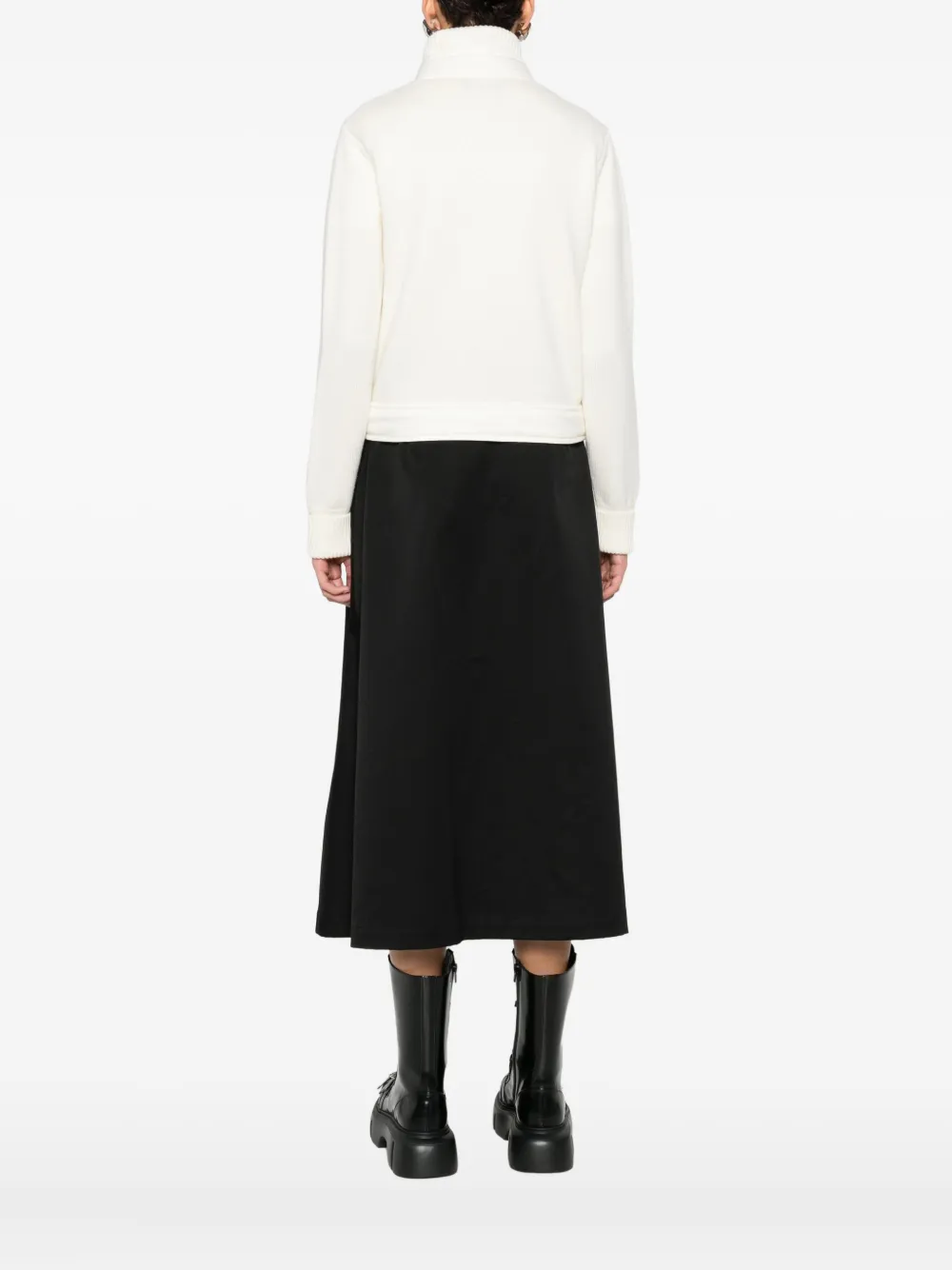 Moncler High Collar Knitted Jacket Pockets In White