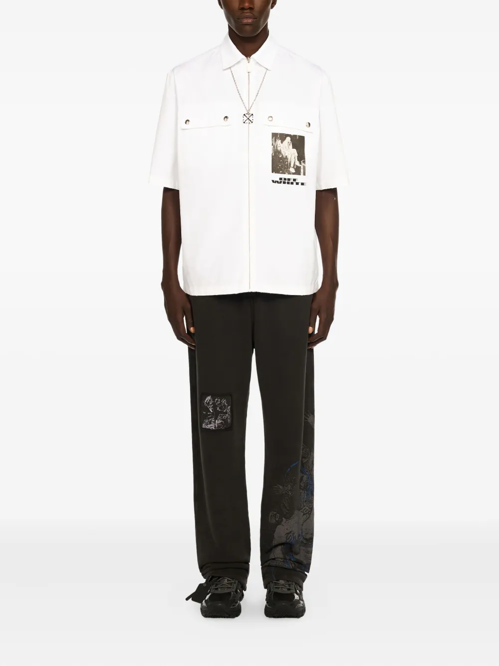 Off-White Xerox Star zip shirt - Wit