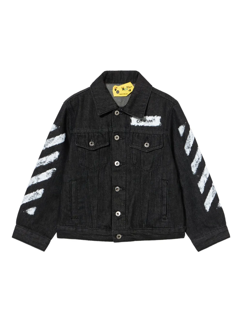 Off-White Kids Diagonal Sponge デニムジャケット - ブラック Off-White Kids Diagonal Sponge デニムジャケット - ブラック