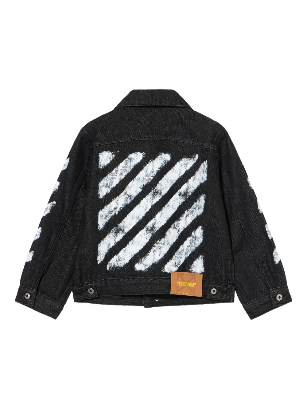Off-White Kids Diagonal Sponge spijkerjack Zwart
