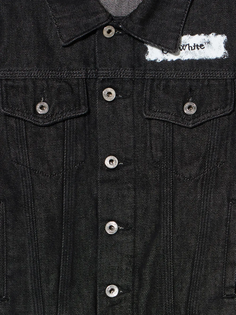 Off-White Kids Diagonal Sponge spijkerjack Zwart