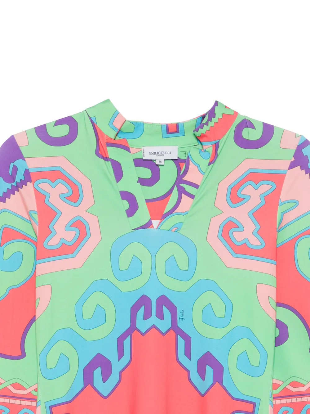 Pre-owned Pucci 2000s Geometric-print Dress In Green