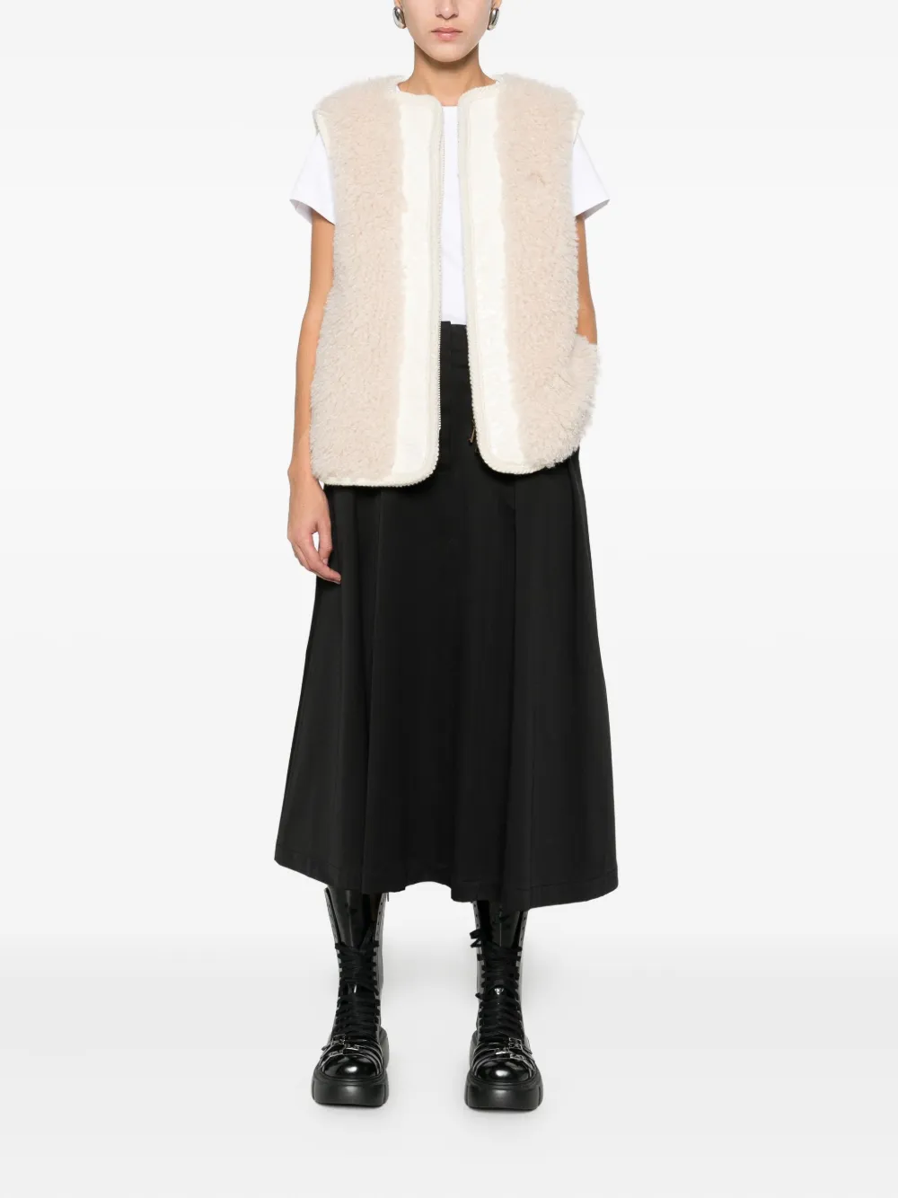 Moncler Zip-up Sleeveless Jacket In Neutral