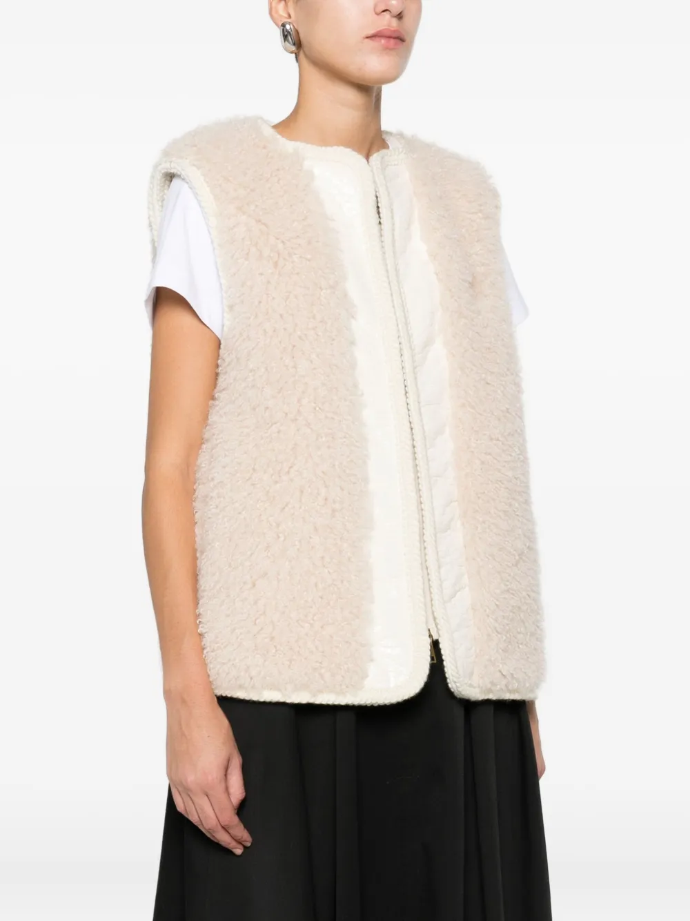 Moncler Zip-up Sleeveless Jacket In Neutral