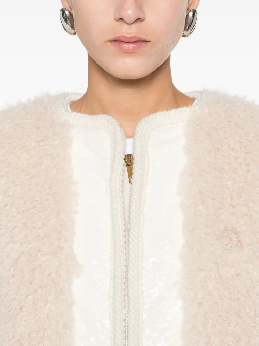 Moncler Zip-up Sleeveless Jacket In Neutral