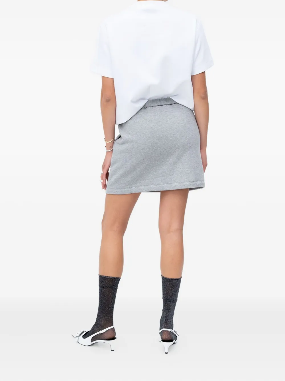 Nº21 Mini-rok met elastische tailleband en zak - Grijs