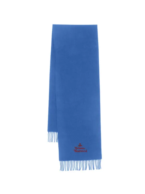 Vivienne Westwood logo-embroidery fringed scarf