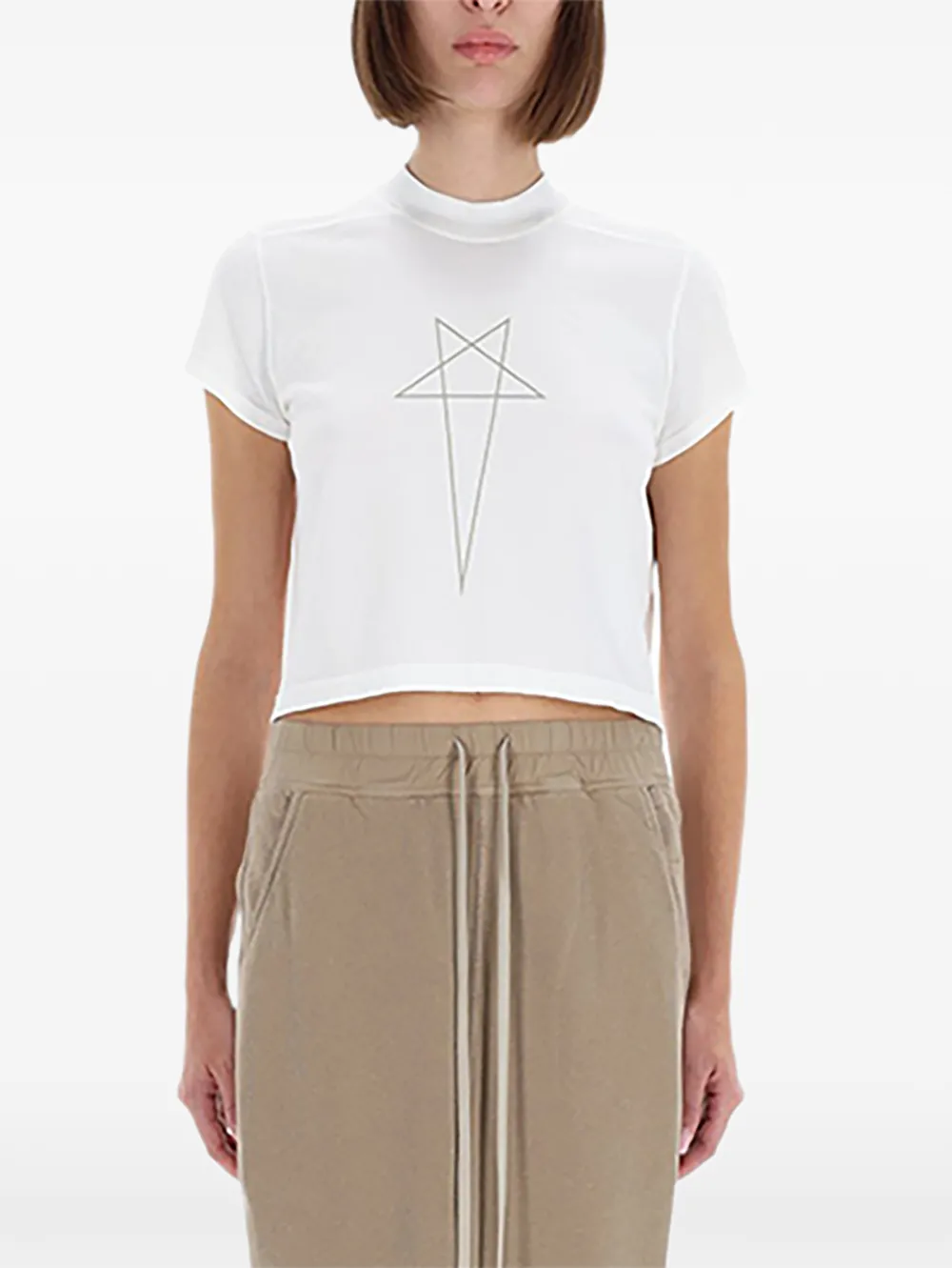 Rick Owens DRKSHDW star-print crop top - Bianco