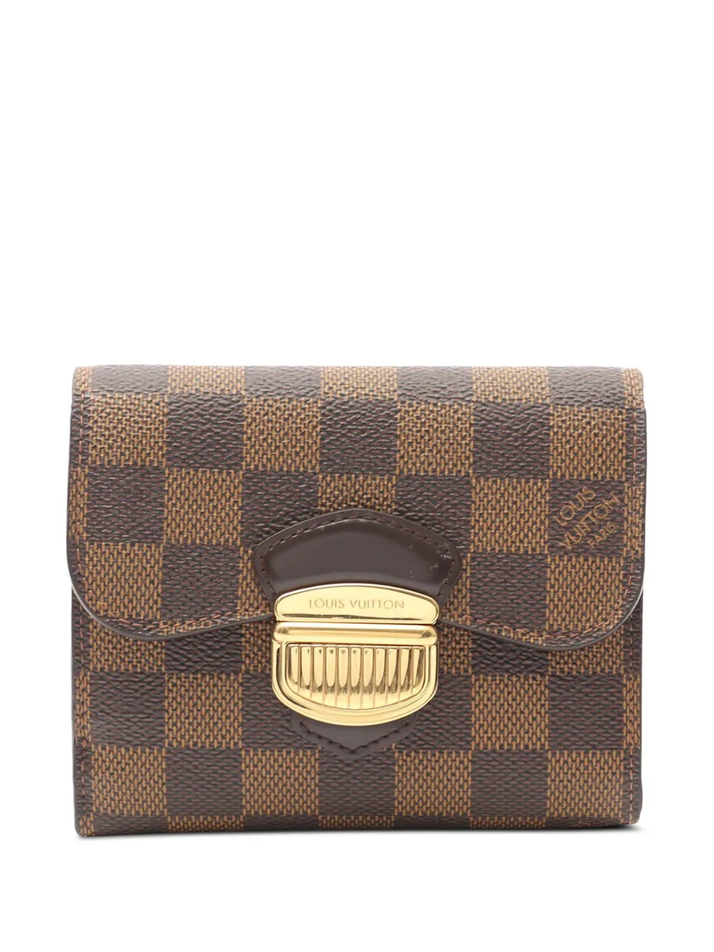 Pre-owned Louis Vuitton 2011 Damier Ebene Portefeuille Joey Trifold Wallet Small Wallets In Brown