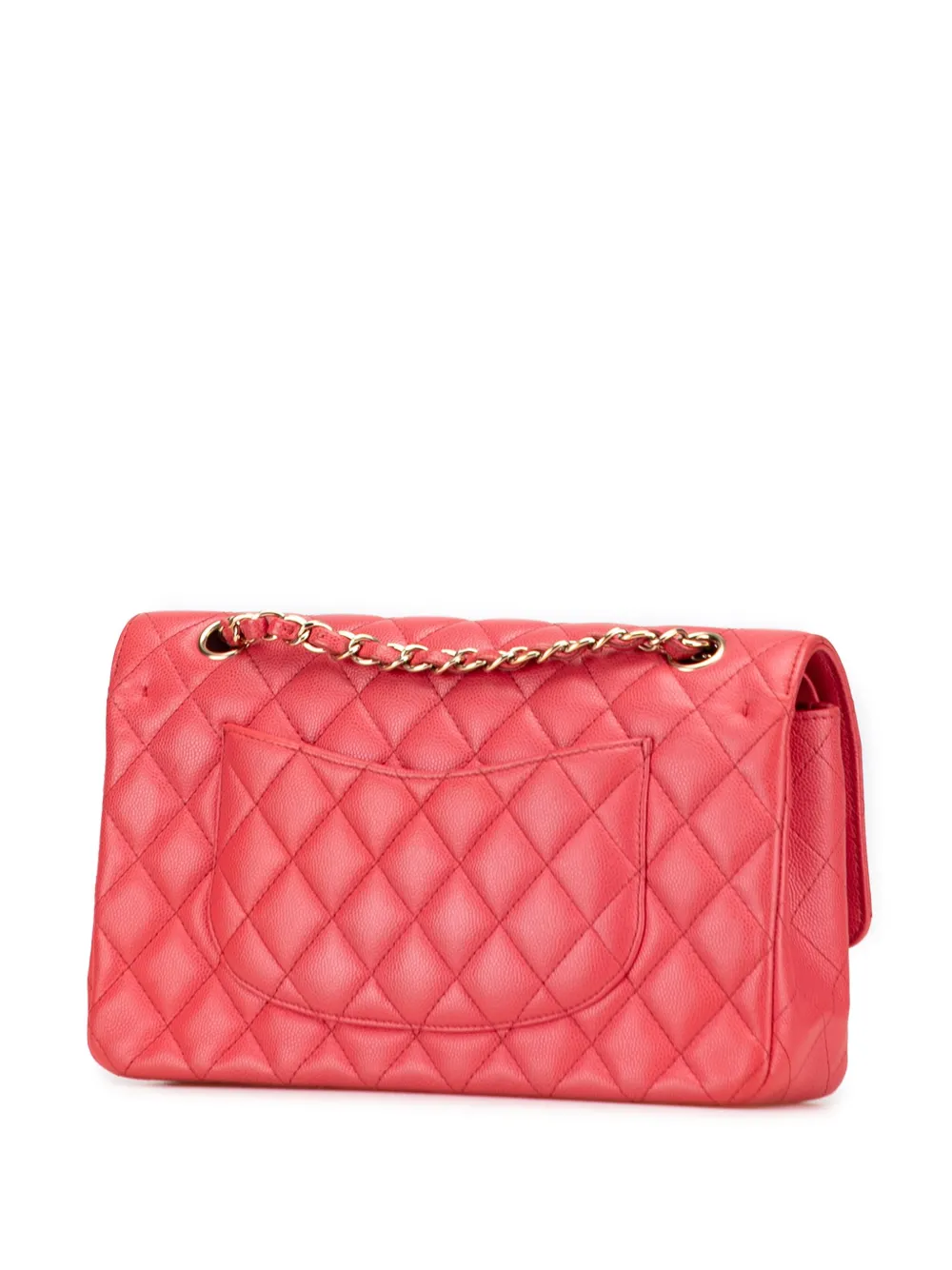 Pre-owned Chanel 2016-2017 Medium Classic Caviar Double Flap Shoulder Bag In Pink