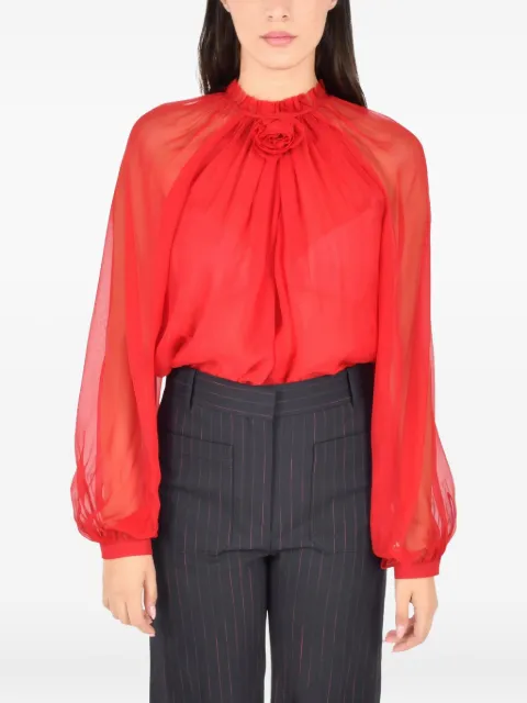 Alberta Ferretti Stehkragen-Bluse mit Rosendetail