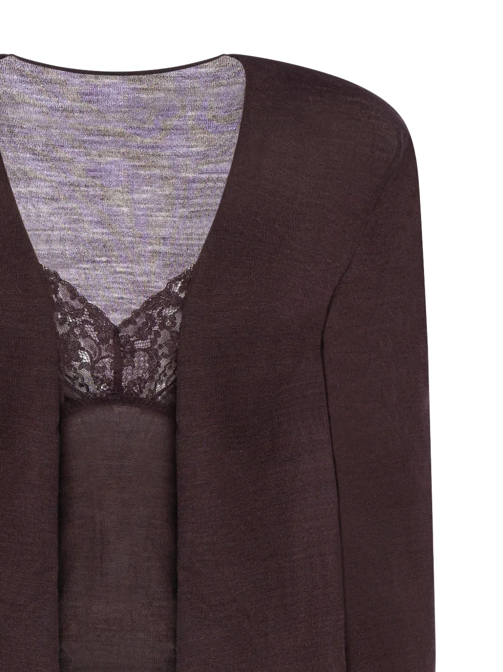 Alberta Ferretti Lace Cardigan In Red