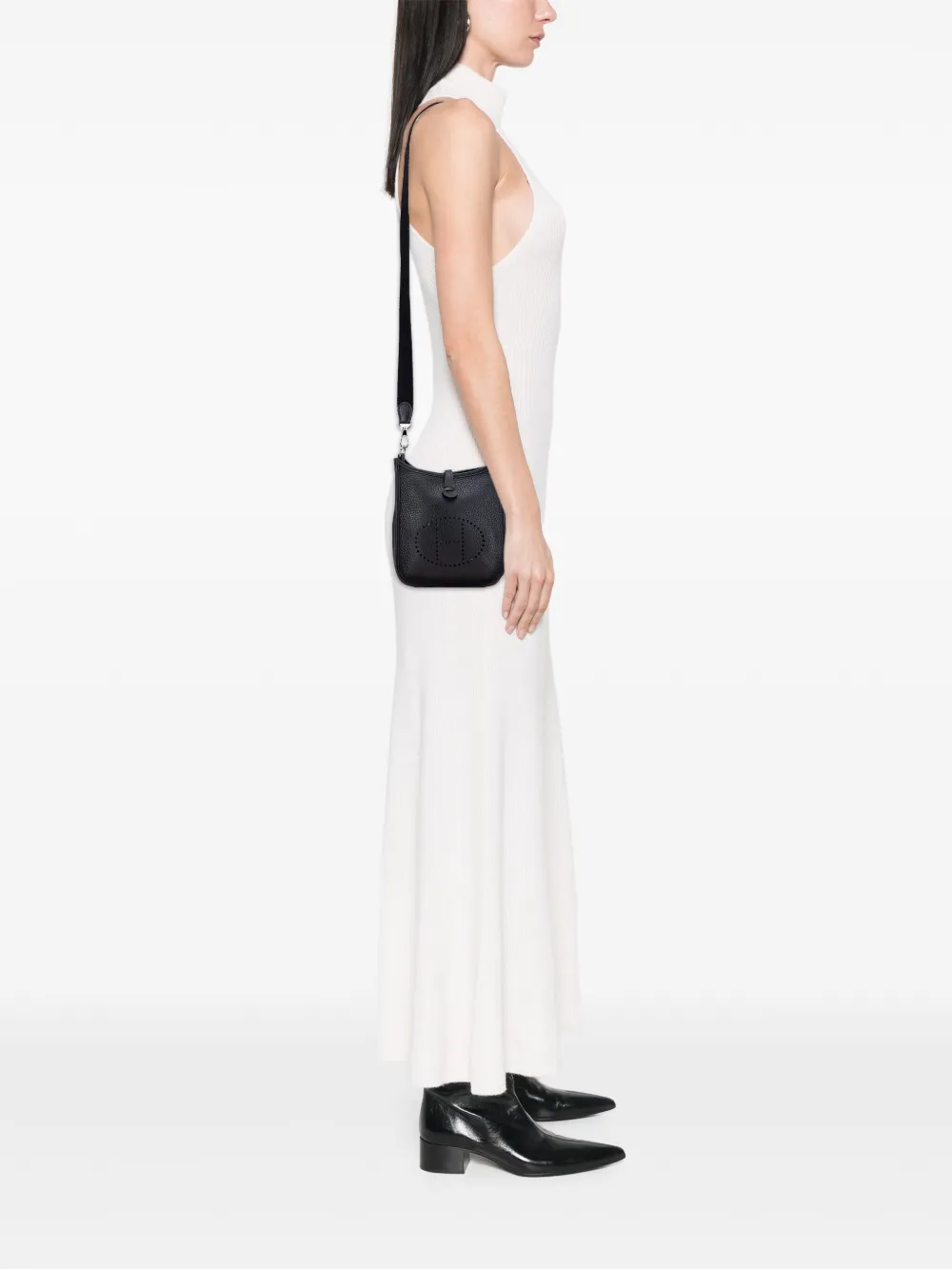 Pre-owned Hermes 2021 Clemence Evelyne Tpm Crossbody Bag In Black