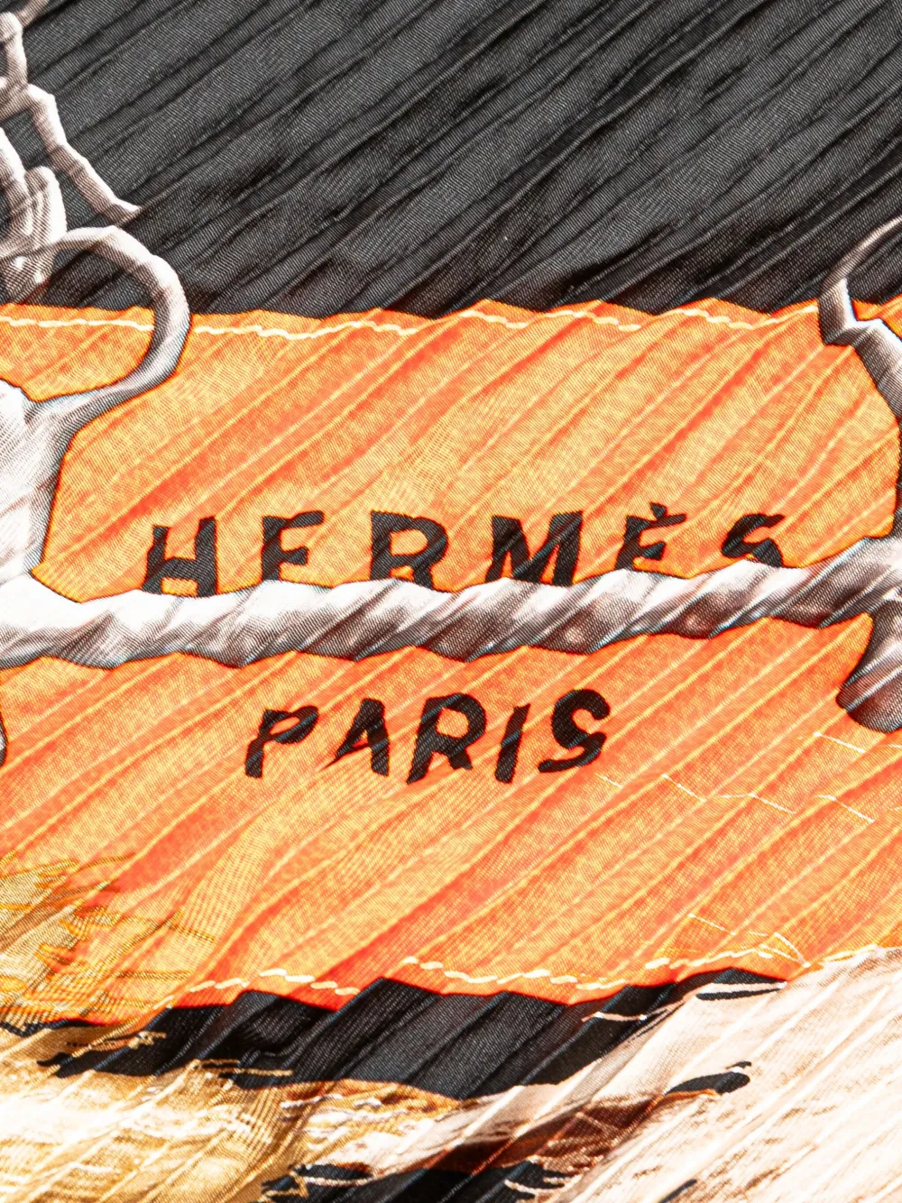 Pre-owned Hermes 2000-2020 Silk Projets Carres Plisse Scarf Scarves In Black