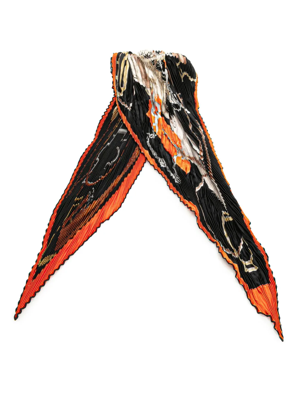 Pre-owned Hermes 2000-2020 Silk Projets Carres Plisse Scarf Scarves In Black