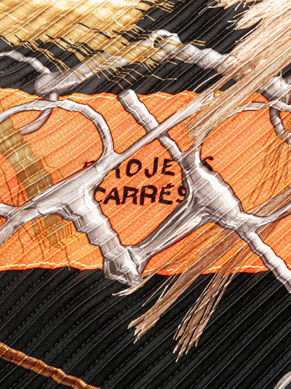 Pre-owned Hermes 2000-2020 Silk Projets Carres Plisse Scarf Scarves In Black