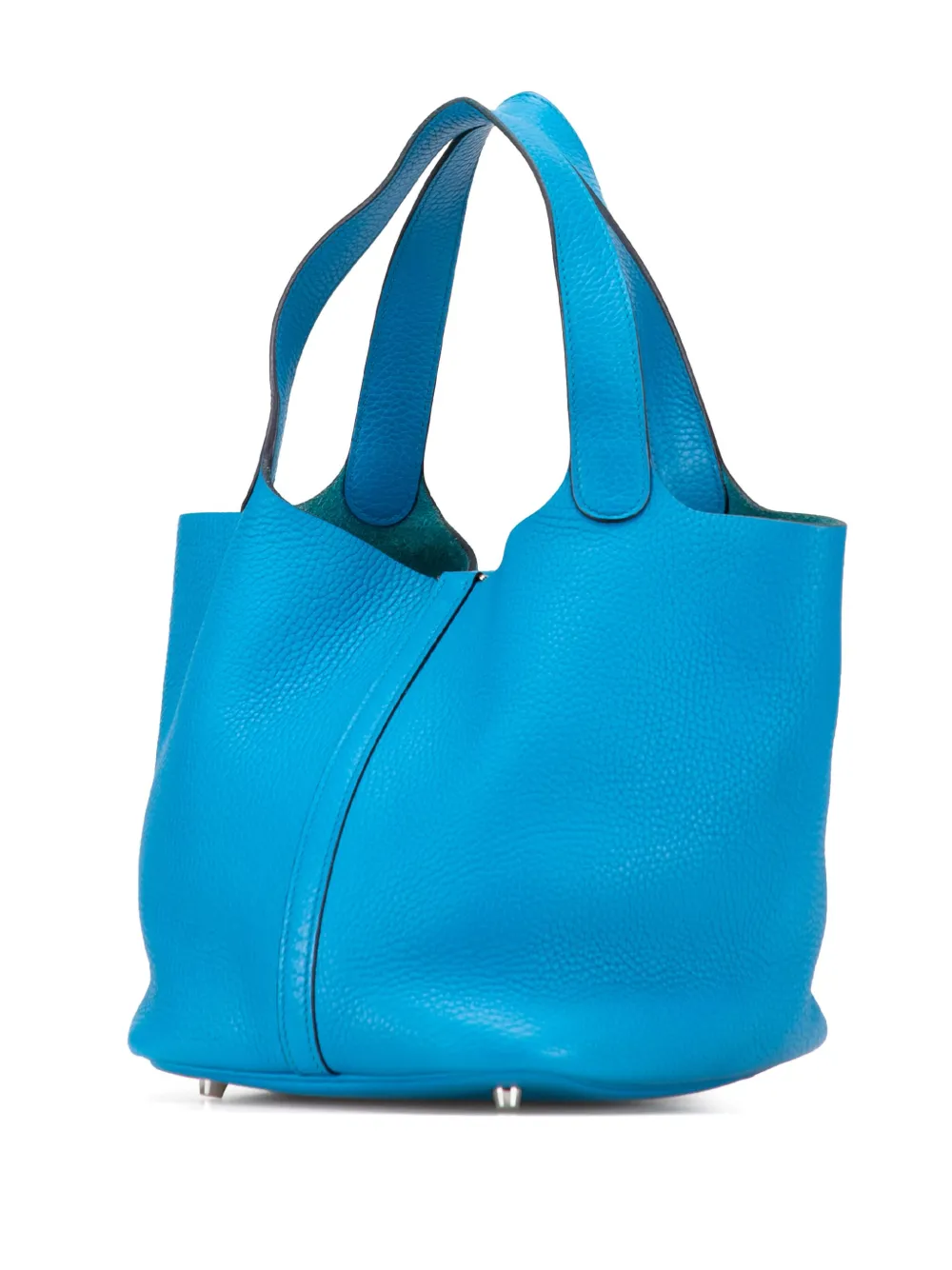 Pre-owned Hermes 2016 Clemence Picotin Lock 18 Handbag In Blue