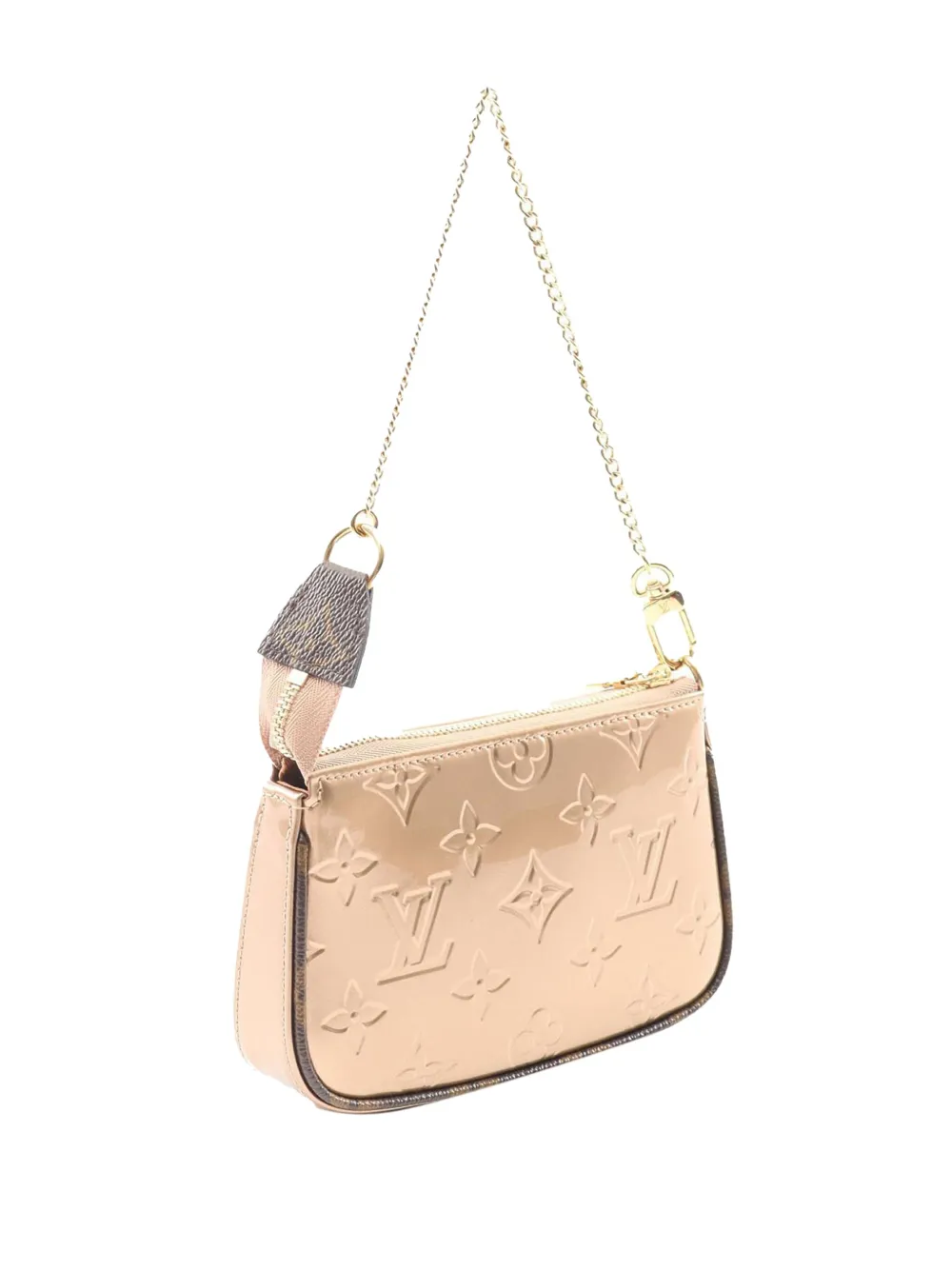 Pre-owned Louis Vuitton 2021-2025 Monogram Vernis Mini Pochette Accessoires Handbag In Pink
