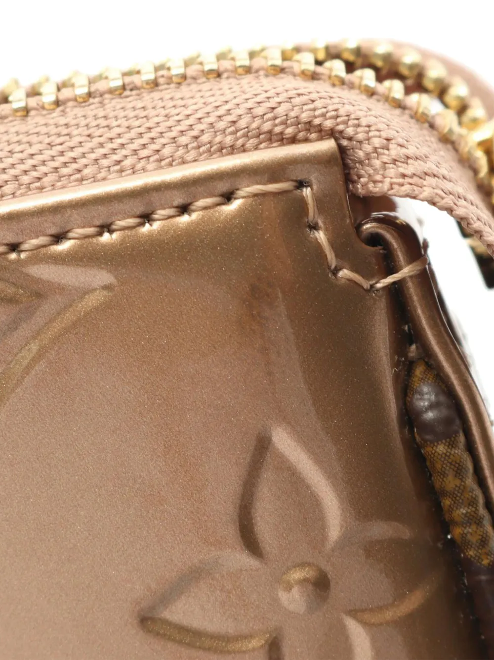Pre-owned Louis Vuitton 2021-2025 Monogram Vernis Mini Pochette Accessoires Handbag In Pink