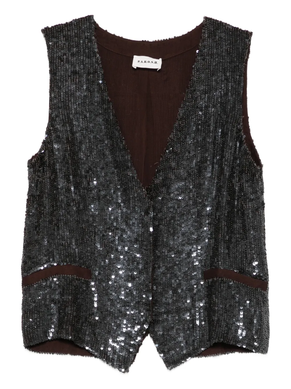 P.a.r.o.s.h Gadget Sequin Embellished Vest In Gray