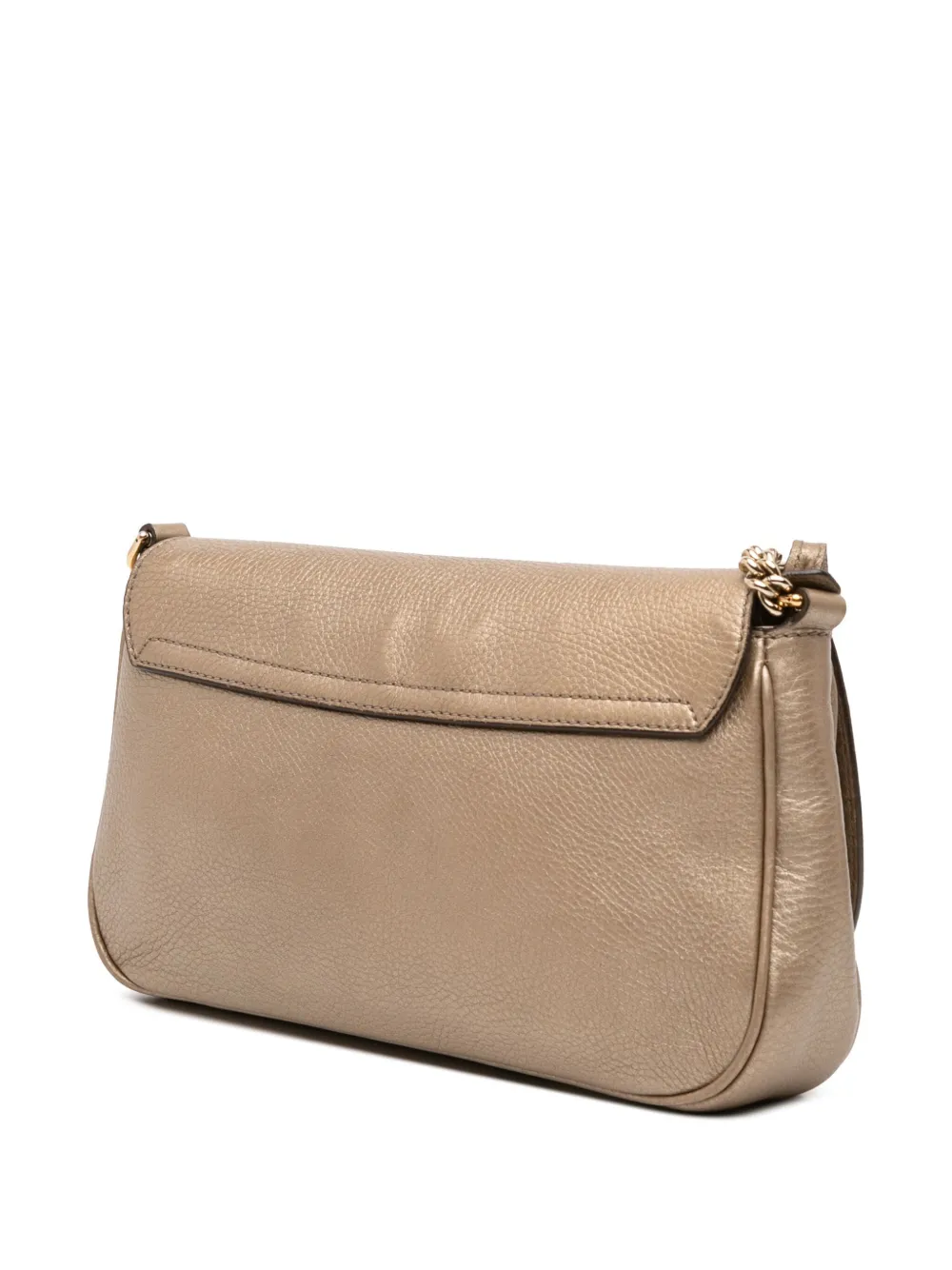 Pre-owned Gucci 2016-2025 Medium Metallic Leather Soho Chain Flap Crossbody Bag In Gold