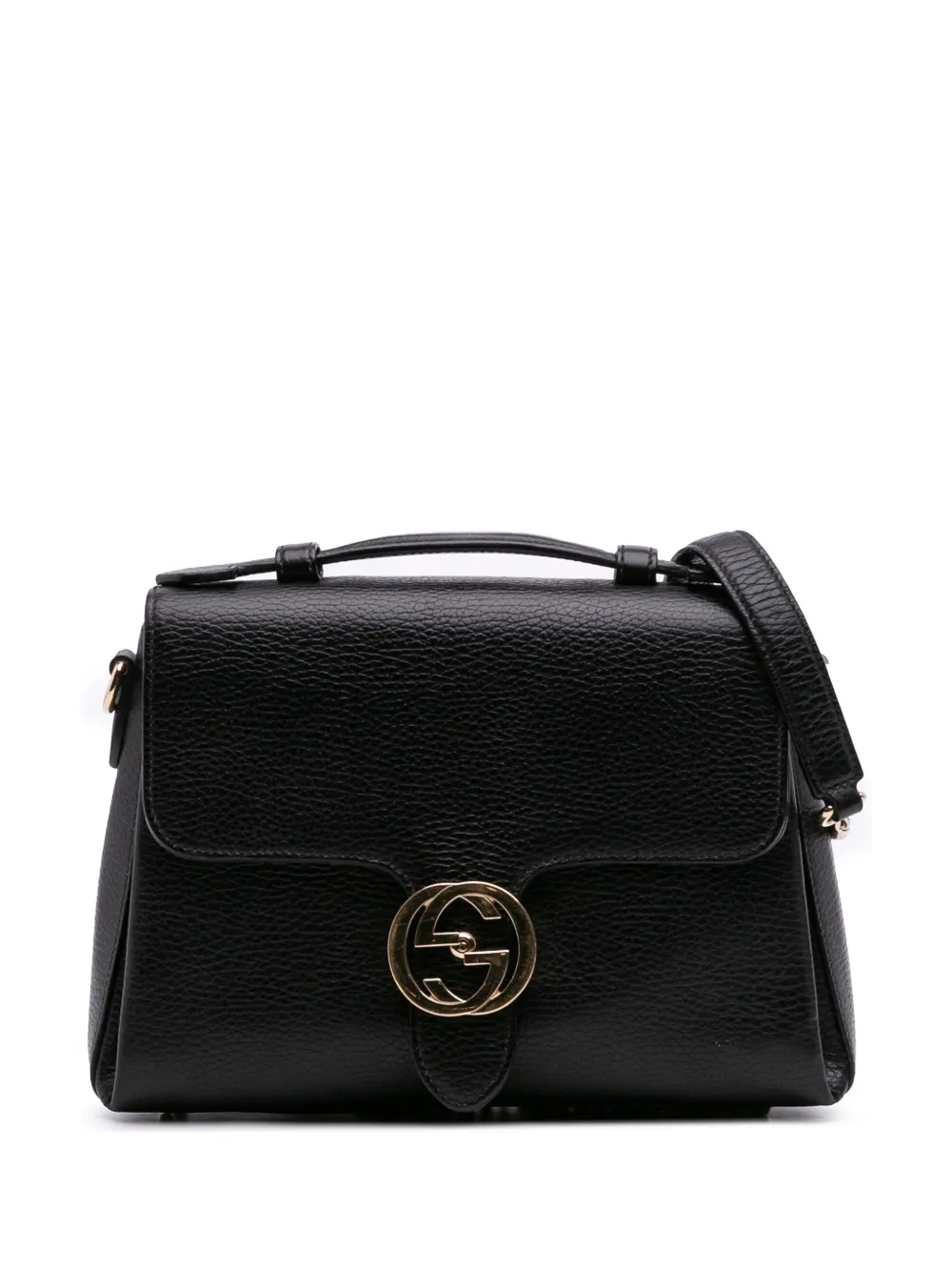Pre-owned Gucci 2016-2025 Small Dollar Calf Interlocking G Satchel In Black