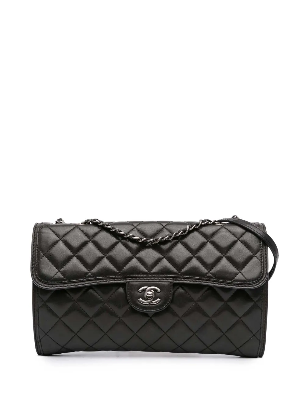 Pre-owned Chanel 2013-2014 Medium Quilted Lambskin Citizen Flap Satchel In Black
