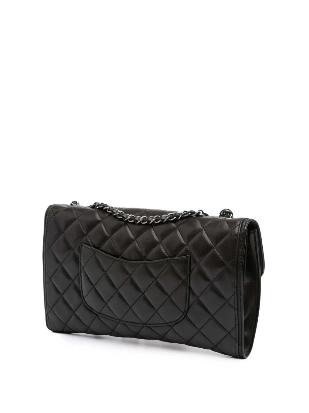 Pre-owned Chanel 2013-2014 Medium Quilted Lambskin Citizen Flap Satchel In Black