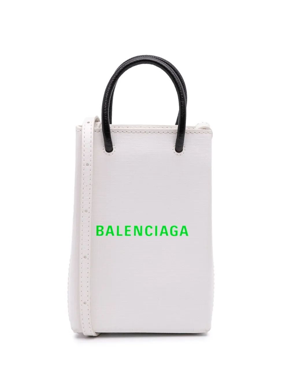 Сумка-держатель для телефона с логотипом Balenciaga из телячьей кожи, бывшая в употреблении в 2020 году, Мини-сумка-держатель для телефона с логотипом Balenciaga.