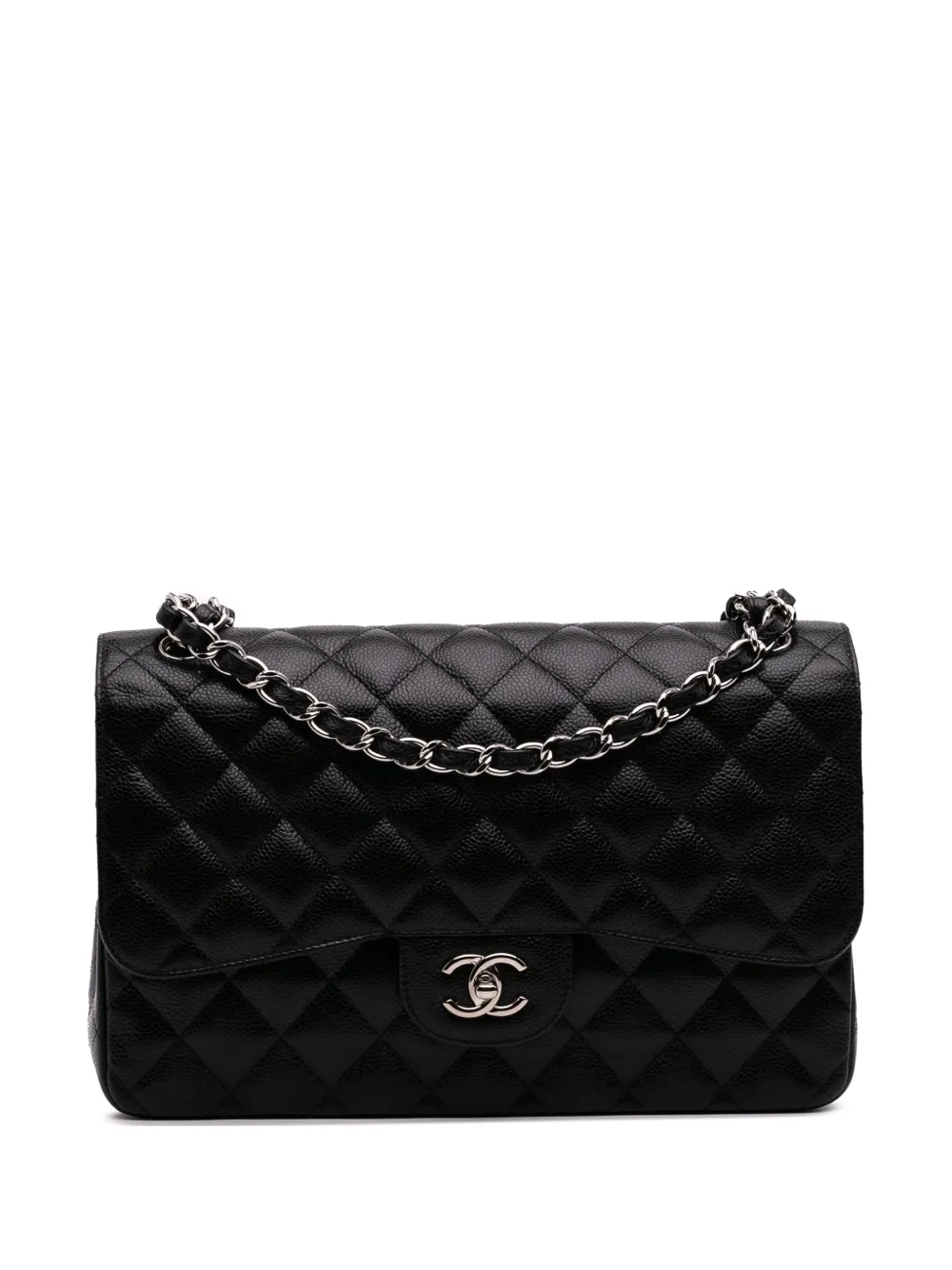 Сумка через плечо Jumbo Classic Caviar с двойным клапаном, бывшая в употреблении у CHANEL 2017-2018