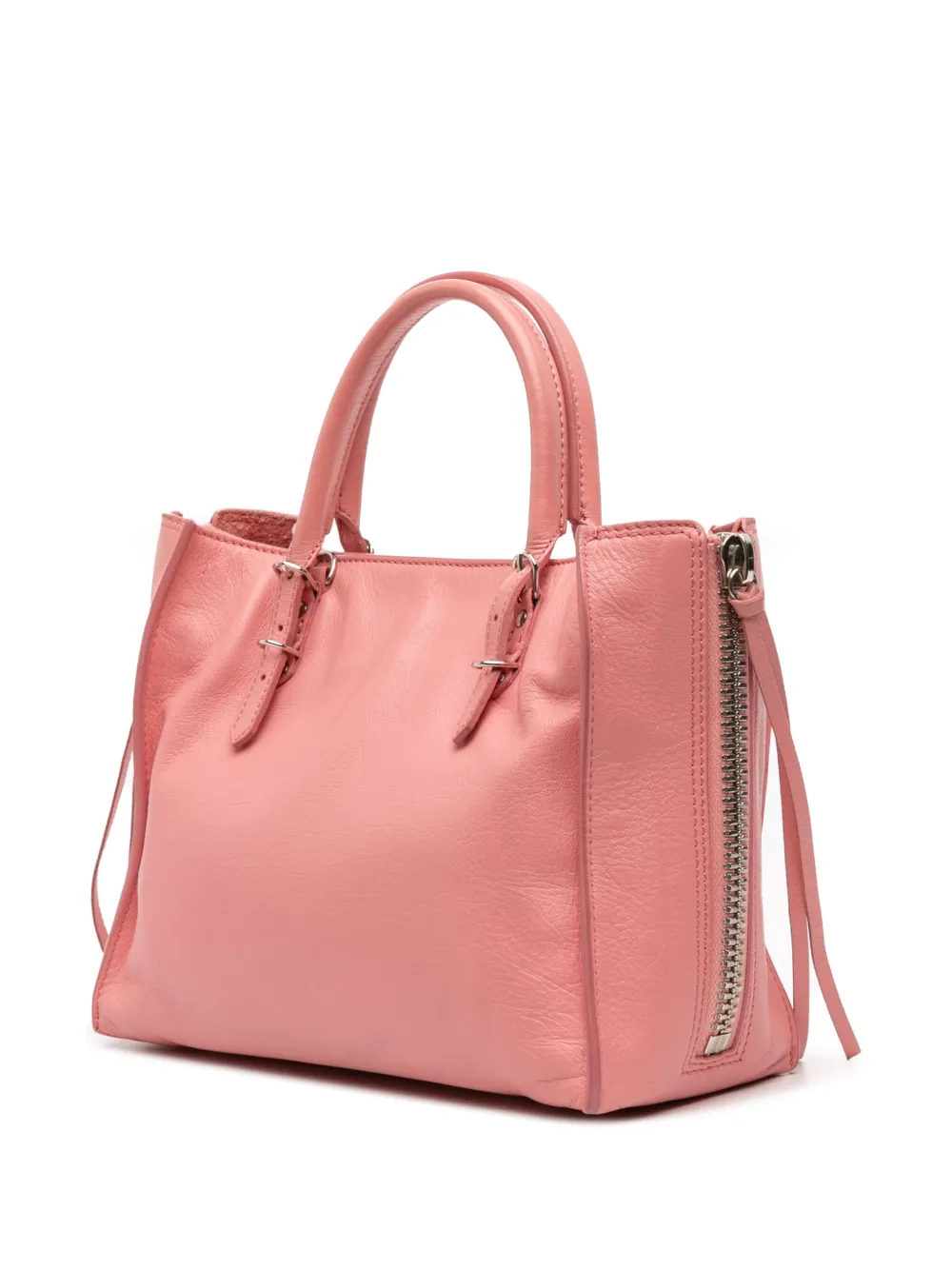 Pre-owned Balenciaga 2013 Mini Leather Papier A4 Zip Around Tote Satchel In Pink