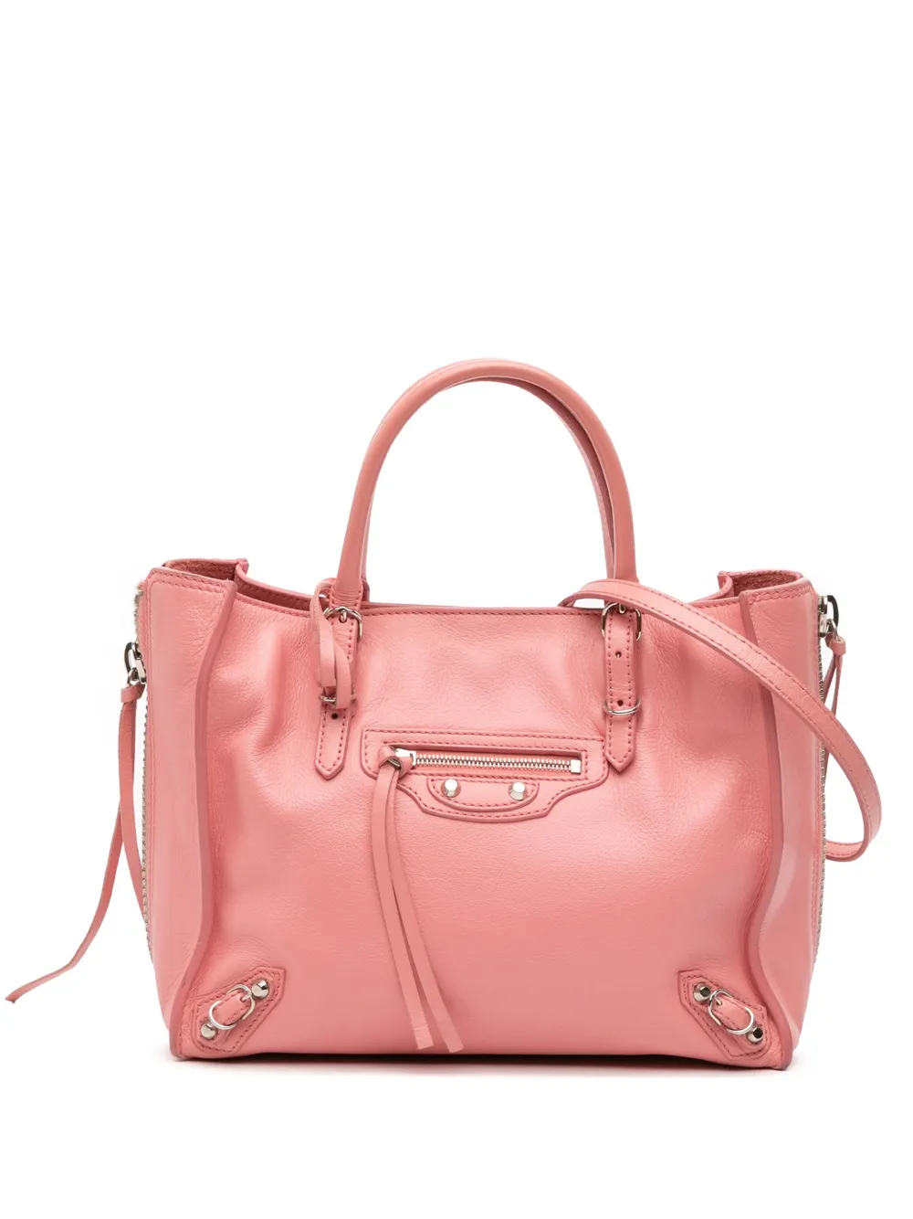 Pre-owned Balenciaga 2013 Mini Leather Papier A4 Zip Around Tote Satchel In Pink