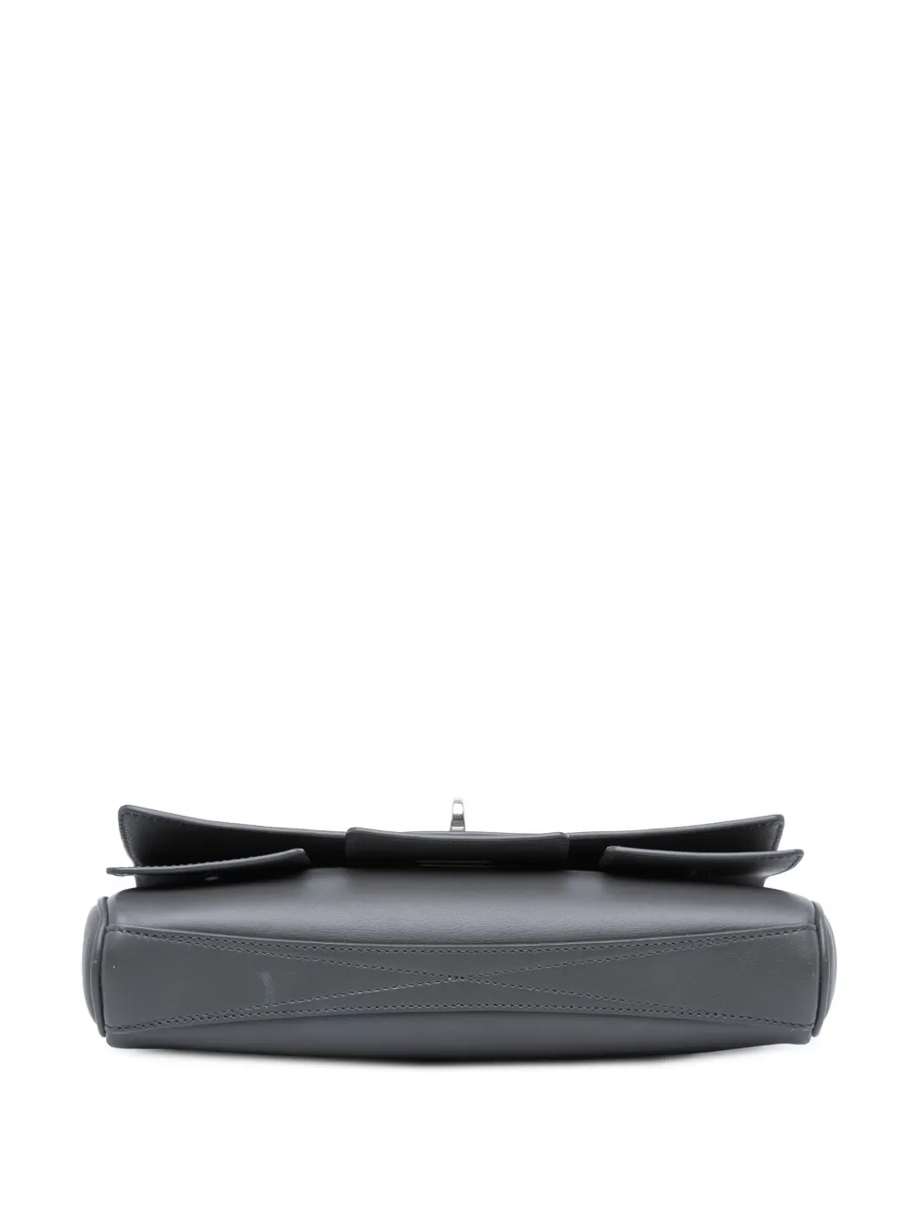 Pre-owned Balenciaga 2012-2025 Small Smooth Calfskin Bel Air Clutch On Strap Satchel In Gray