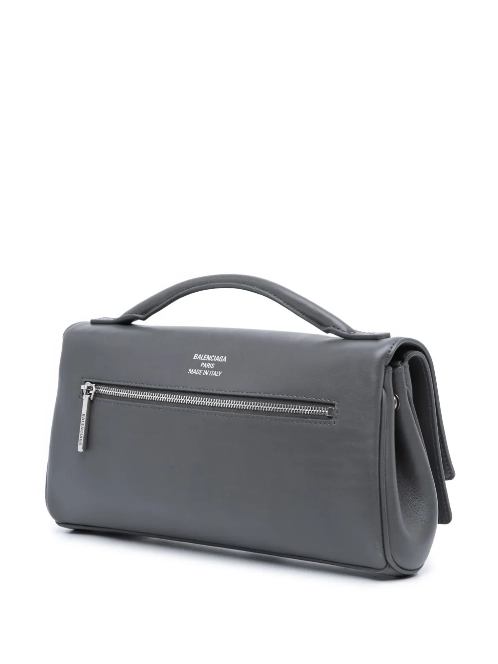 Pre-owned Balenciaga 2012-2025 Small Smooth Calfskin Bel Air Clutch On Strap Satchel In Gray