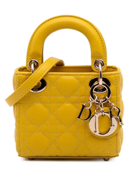 Christian Dior Pre-Owned 2022 Micro Lambskin Cannage Lady Dior satchel