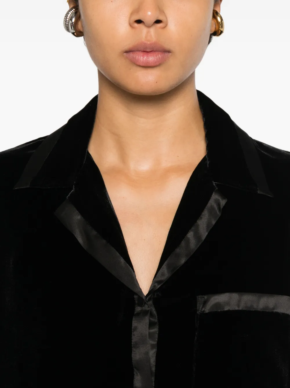 Forte Blouse met zak en afwerking Zwart