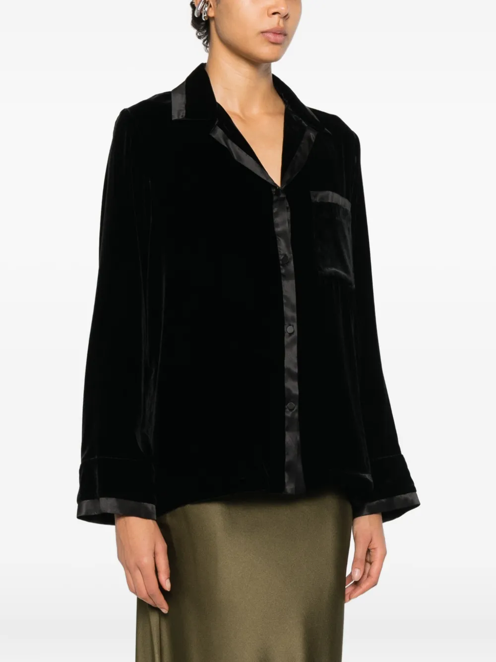 Forte Blouse met zak en afwerking Zwart