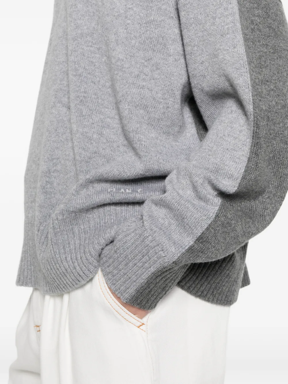 Plan C Vest met colourblocking en V-hals Grijs